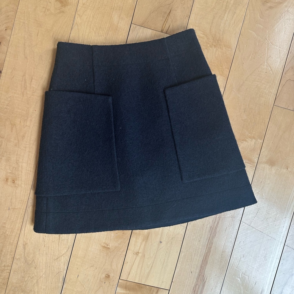 New COS Navy Wool Mini Skirt with Front Patch Pockets